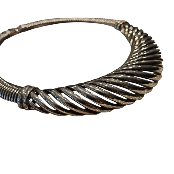 Givenchy Necklace Chunky Silver Choker Necklace 80s Vintage Givenchy - Picture 7 of 15